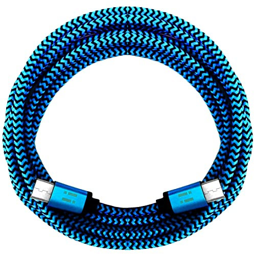 i! - 50 cm USB-C a USB-C Premium nailon tipo C cable de datos de carga rápida para teléfono móvil, tableta, smartphone - azul