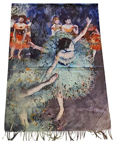 Toocool Sciarpa stola unisex Klimt Van Gogh Kandinsky Monet foulard con quadri famosi 70x170 cm Scialle Opere d'Arte A001 [Taglia unica, W9094 Ballerina]