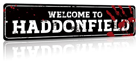 Putuo Welcome to Haddonfield Street Sign - Retro Horror Movie Decor, Vintage Chill Man Cave Decor, Funny Gift Idea, 16x4in