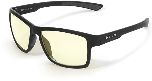 BlueX X50 EVO • Gaming Brille TR90 Super Leicht - Blaulichtfilter Computerbildschirm-Brille - Anti-Blaulicht-Bildschirm für Gamer PCs und Büro (Herren - Damen)