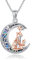 CUPENDA Fuchs Halskette Sterling Silber Fuchs Mutter Kind Anhänger niedliches Tier Schmuck Geschenke für Frauen