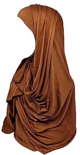 Yaqeen Einteiliges Hijab-Kopftuch, Baumwolle, Viskose, für Mädchen und Damen, Karamellfarben, caramel, Einheitsgröße