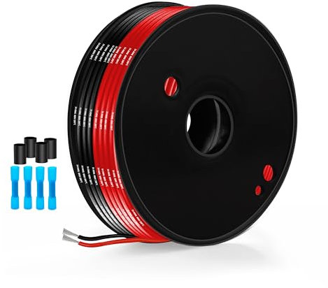 Cable de Silicona Calibre 2,07 mm², THUN-CT 24 metros de Alambre Eléctrico 14 AWG (12 metros en negro y 12metros en rojo), 400 Hilos Flexibles de Alambre de Cobre Estañado de Alta Temperatura.