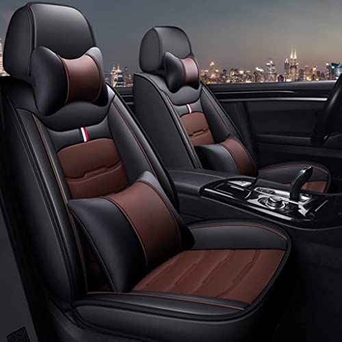 Autositzbezüge für Ford KA RU8 2008-2016,Full Set Leder schonbezüge Wasserdicht Vorne und Hinten 5 Sitze Sitzschoner Sitzschutz Innenraum zubehör,B-BlackCoffee