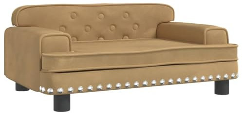 vidaXL Kindersofa, Couch für Kinder, Kindercouch mit runden Kanten, Kindersessel Minisofa Polstersofa Kindermöbel Sofa Kinderzimmer, Braun Samt
