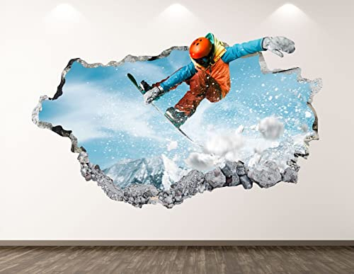 Wandaufkleber Ski Wandtattoo Art Deco 3D Smash Mountain Sports Kids Sticker Bl368-70x110cm