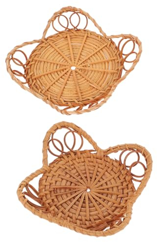 BESTonZON 2st Rattan-kerzenhalter Rattan Geflochtener Kerzenhalter Rustikaler Teelichthalter Kerzenständer Aus Rattan Kerzenhalter Matte Gewebte Kerzenmatte Herbstreben Konisch Rattan-Kunst