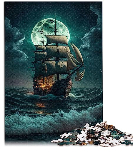 Piratenschiff 1000 Teile Puzzle für Erwachsene Kinder Premium 100% recyceltes Brett-Denkspiel 10,27 x 14,96 Zoll