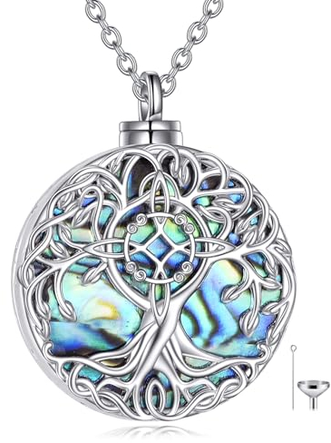 YFN Tree of Life Urn Necklace Sterling Silver Witches Knot Ashes Pendant Cremation Celtic Jewelry Keepsake Gifts for Women Men