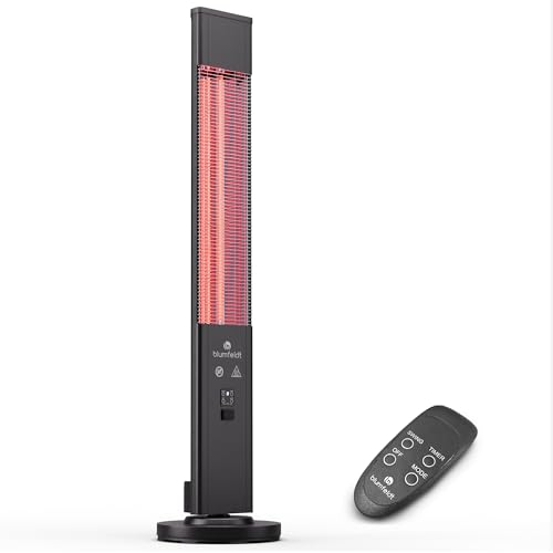 Blumfeldt Chauffage Infrarouge sur Pied, Radiateurs Intérieur et Extérieur 3000W, Chauffage Maison et Jardin, Chauffage Electrique de Terrasse, Télécommande, Chauffage Électrique IP65, Econome Energie