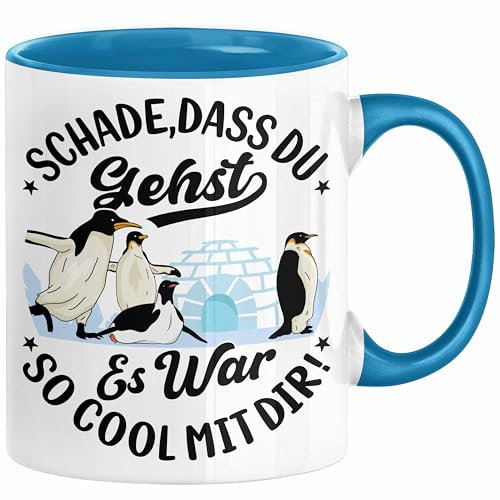 Trendation - Schade Dass Du Gehst Es War So Cool Mit Dir Tasse Jobwechsel Neuer Job Abschied Kollegin Kollege Abschiedsgeschenk (Blau)