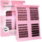 Cluster Lashes Einzelwimpern, breiter Stiel, D-Curl, DIY einzelne, weiche falsche Wimpern für den persönlichen Gebrauch zu Hause,Wimpernverlängerungs-Set (4 in 1, 9-14mm)
