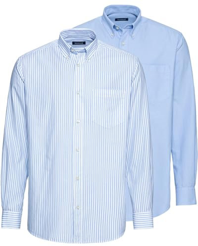 Highmoor Hemden-Doppelpack Blau Uni/Weiß+Blau L