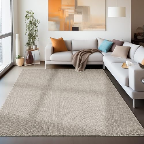 Carpettex Teppich Wohnzimmer 200x300 Langlebig Robuster Teppich Cut-Loop Design 200 x 290 cm Braun - Kurzflor Schlingenteppich Schlafzimmer Moderner Einfarbig und Meliert Küchenteppich Schlingenflor