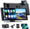 9,26 Pulgadas A-pple Carplay Inalambrico & Android Auto, Pantalla Coche con Dash CAM Frontal 4K, Portátil Pantalla Coche Car Play Radio Receptor con Mirror Link/Bluetooth/GPS/SIRI/Go0gle/FM/64G TF/AUX