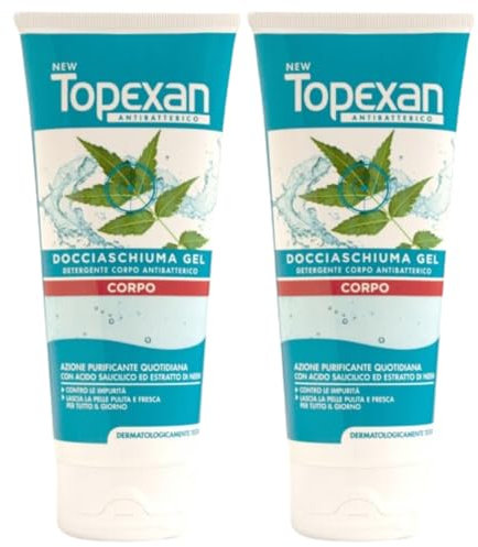 2x Docciaschiuma Gel, Detergente Corpo Antibatterico. Azione Purificante Quotidiana Con Acido Salicilico Ed Estratto Di Neem 200ml