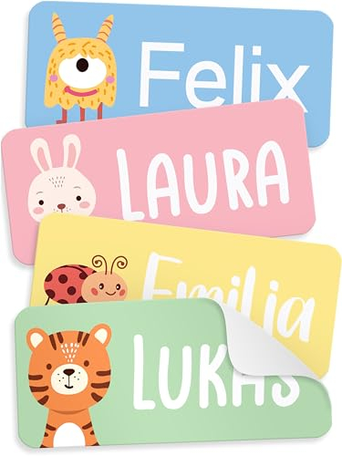 StiKiddo® 180 Stück Namensaufkleber für Kinder - Personalisierbare Namensschilder, Ideal für Kita, Schule und Kleidung, Made in Germany - Grün