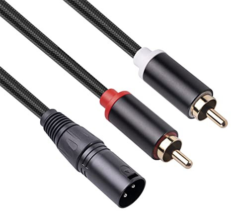 TsoLay Câble Audio XLR Vers Double RCA A1 XLR Mâle 3 Broches Vers Double Prise Mâle RCA Câble Audio StéRéO Amplificateur Prise de MéLange Câble AV 1M