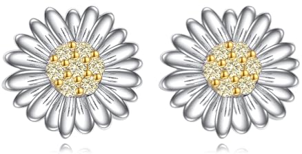 Daisy Blume Ohrringe für Damen 925 Sterling Silber Cubic Zirkonia Ohrstecker Gänseblümchen Schmuck Geschenke Geburtstag für Mädchen Frau Freundin