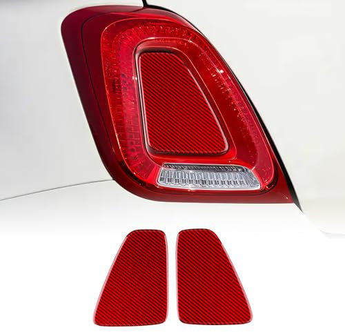 KUNGKIC Für Fiat 500 Abarth 595/695/595C 2017 2018 2019 2020 2021 2022 2023 Auto-Rücklicht-Mittelaufkleber Rahmen Dekorative Kohlefaser Aufkleber Innenbereich Zubehör Geschenk (Rot)