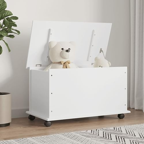 Willood Truhe mit Rollen ALTA Weiß 73x39,5x44 cm Massivholz Kiefer