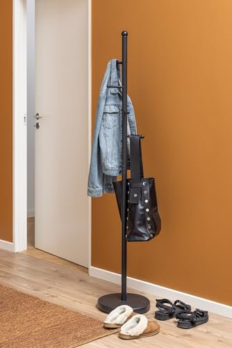 möbelando Kleiderständer >Aspen< in schwarz, Stahl - 32,3x170x32,3cm (BxHxT)