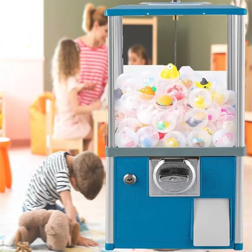 YANGYMM Capsules Vending Machine, Candy Gumball Machine, Automatic Capsule Vending Machine for Retail Stores, Round Capsules Bouncy Ball Dispenser for 4.5-5.5cm for Game Stores,Blue