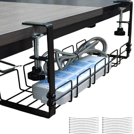 under desk cable management tray,cable management kit,cable organiser,electrical cable & wire management,cable tray under desk,desk wire organizer,cable racks,cable tray basket (1Pack)