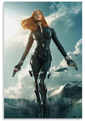 Scarlett Johansson Black Widow Fanart-Poster, Wandposter für Wohnung oder Zuhause, Schlafzimmer, Wohnzimmer, Badezimmer, Büro, Weinbar, Kunst, dekoratives Gemälde, Poster, 30 x 45 cm, ungerahmter Stil