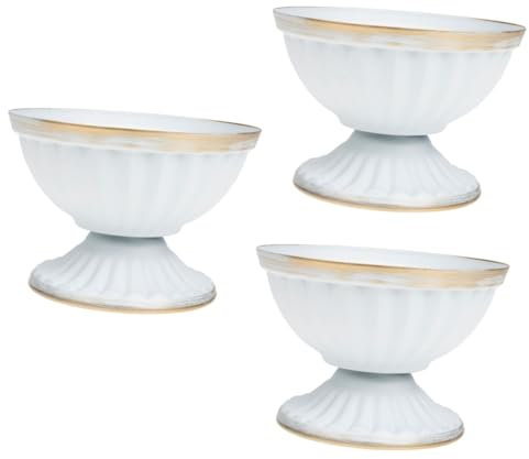 Amosfun 3 Pièces Pot De Fleur De Mariage Petit Vase sur Pied Vase à Fleurs Urne Stand De Fleurs De Mariage Vase De Table De Fleurs De Mariage Pot De Fleurs Urne Blanche Fer Forgé