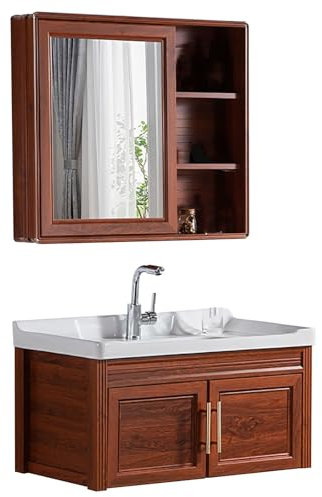 Moderno mueble de baño grande con lavabo y espejo de pared