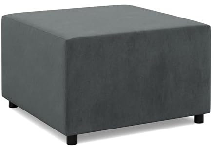 Mebligo - Fußstütze für Sessel 70 x 70 cm NEO Kollektion, Bequemer Hocker als Auflage, Pouf Hocker, Aus Hochwertigen Materialien, Sitzpouf, Fusshocker Gepolstert für Sessel, Dunkelgrau