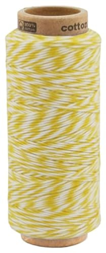 fuwi Baumwollkordel 1 mm - Baumwollschnur & Bäckergarn, 100 m zweifarbig - für Makramee, Geschenkband und Dekoration, 100% Neue Baumwolle, matt und farbecht (1006 Weiß - Gelb)
