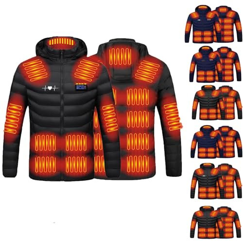 RLEHJN Beheizbare Jacke Herren, Heizjacke mit 21 Heizzonen, Beheizbare Jacke Damen Bedrucken, Daunenjacke Elektrische USB-Thermojacke Bequemer Wintermantel für Wandern Reisen Treking Fahrrad