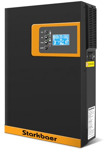 Starkbaer Onduleur Solaire Hybride 2500W 24V vers 220/230V AC Hybride avec régulateur de Charge Solaire MPPT 80A, Convient à Tous Les Types de Piles - pour Le Stockage Domestique (2500W24V)