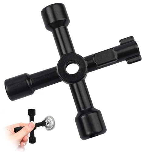 Fizzix 4-Way Zinc Alloy Utility Key, Multi-Functional Radiator Bleeding, Plumbing & Household Key for Gas, Water, Cupboard & Meter (60g)