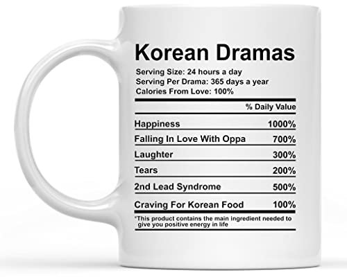 IKJHG Korean Drama Nutrition Facts Mug, Addicted to K Drama Mug, Funny Korea Mug, K Drama Mug for K-Drama Fans Coffee Mug 11 Oz