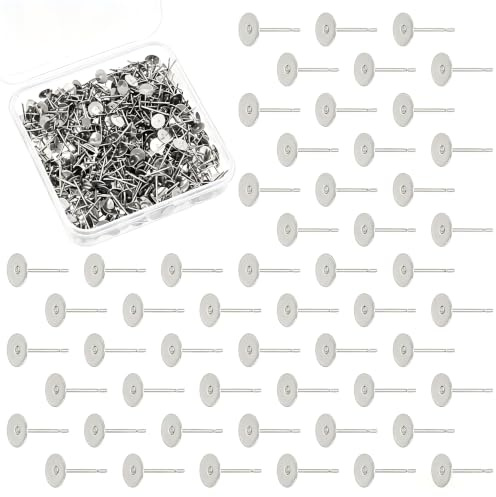 UNICRAFTALE 500Pcs 6mm Flache Pad Stud Ohrringe Leere Ohrring Pads für DIY Schmuck Machen