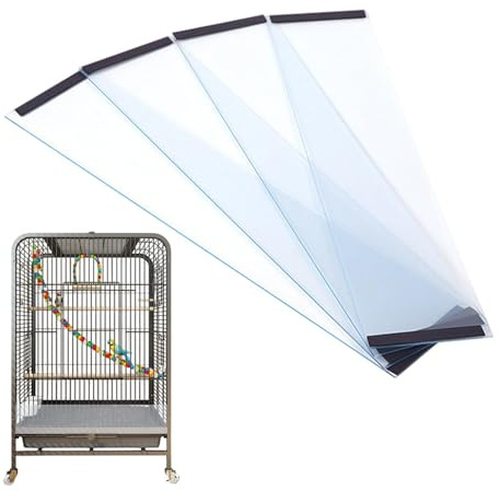 Vogelkäfig-Schallwand – Langlebiger Vogelkäfig-Schutz, Saubere Lösung | 4 Stück Spritzschutz Für Vogelkäfige, Vogelkäfigschutz Für Putzkäfige, Transparente Schutzwand, Einfache Einrichtung, Ideal Für