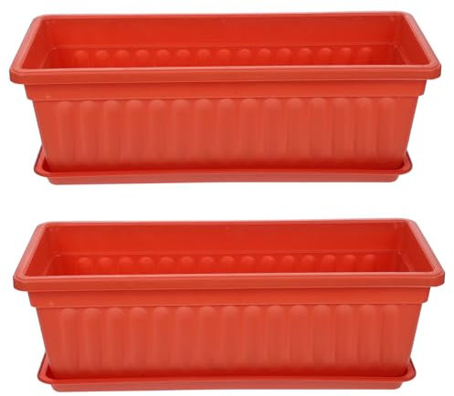 Yardwe 2piezas Macetas Rectangulares De Plástico Unidades para Jardinería Jardineras para Exterior Interior con Bandeja