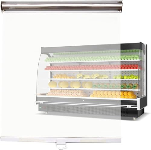 Clear Plastic Roller Shade for Supermarket Vegetables Display Cabinet/Commercial Refrigerated Upright Refrigerators, Counter Partition Blind with Handle (100W x 150H cm)