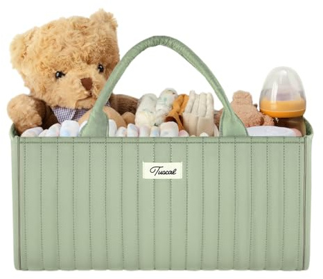 Tuocal Windel-Caddy Organizer, Baby Essentials für Neugeborene Windel-Caddy, Wickelkorb Organizer für Mama, stabil, tragbar, waschbar, mit abnehmbaren Fächern, Babykorb für drinnen und draußen