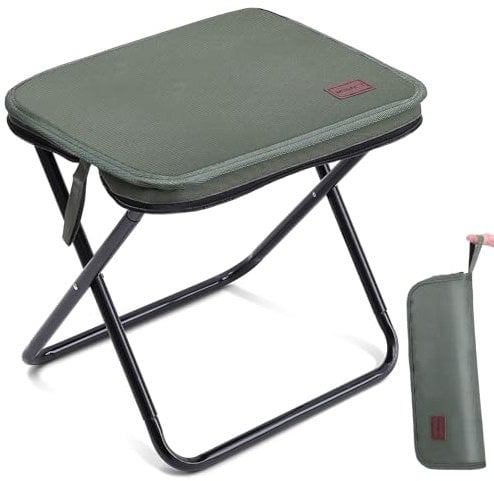MOONCY Klapphocker Faltbar, 33×26,5×32cm Tragbarer Campinghocker Klappbar, Hält bis zu 120kg, Leichter Angelhocker für Wandern, Angeln und Draussen, Grün
