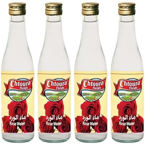 CHTOR Eau de Rose - 100% Naturelle, Aromatique et Polyvalente | Idéal pour les Desserts, Cosmétiques et Boissons - Poids Net 270ml - Lot de 4