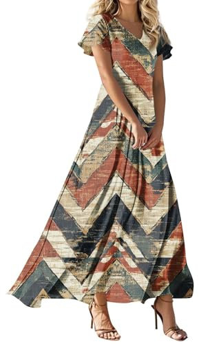 Damen Sale Sommer Ballkleid Hochzeitsgast Kleid Sommerkleider Kleider Für Mollige Frauen Festlich Sommerkleid Midi Oscars Kleid Etuikleid Damen Urlaub Gadget Sommer Trägerkleid (Braun,XL)