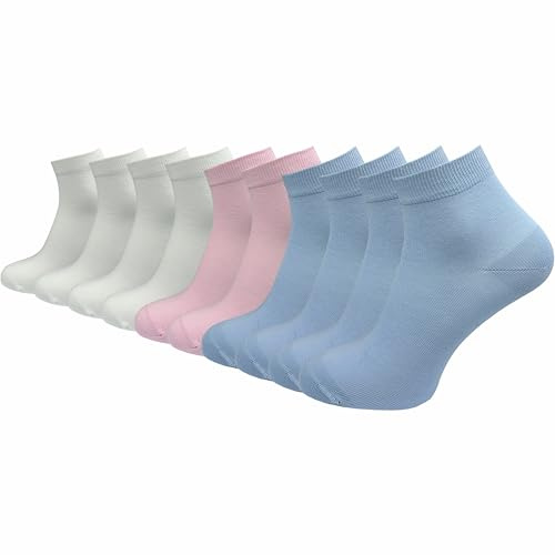 GAWILO Damen Quarter Socken aus 100% reiner Baumwolle (6 Paar | 10 Paar) | Füßlinge ohne drückende Naht über den Zehen