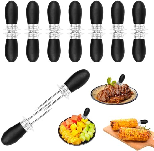 16 Stück Maiskolben Spieße Edelstahl Maiskolben Halter Food Spieße Maiskolbenhalter Metall Mais Piekser Mais Picks Maishalter Bbq Bq Mais Halter Edelstahl Maispieker Maiskolben Piekser (Schwarz)