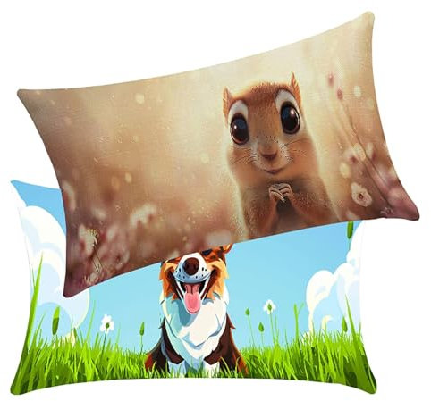 Kissenbezug 60x80 cm Hund 2er Set Sofakissen Doppelnähten Versteckter Reißverschluss Tier Wasserfestem Leinen Outdoor Kissen gelten für Auto Terrassen-Gartenbank Sofa Wohndeko Schlafzimmer BY7 N-2