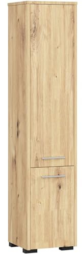 AKORD Badezimmer-Hochschrank schränke | Badezimmer kommode | FIN 2D, 2 Türen (je Oben und unten) | B30 x H140 x T30 cm | Gewicht 25 kg | auch Hängeschrank für Wandmontage geeignet Artisan-Eiche