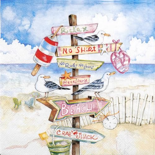 Ambiente Serviette Seaside Signs 20 Stk Papier 33x33 cm Viertel Motiv
